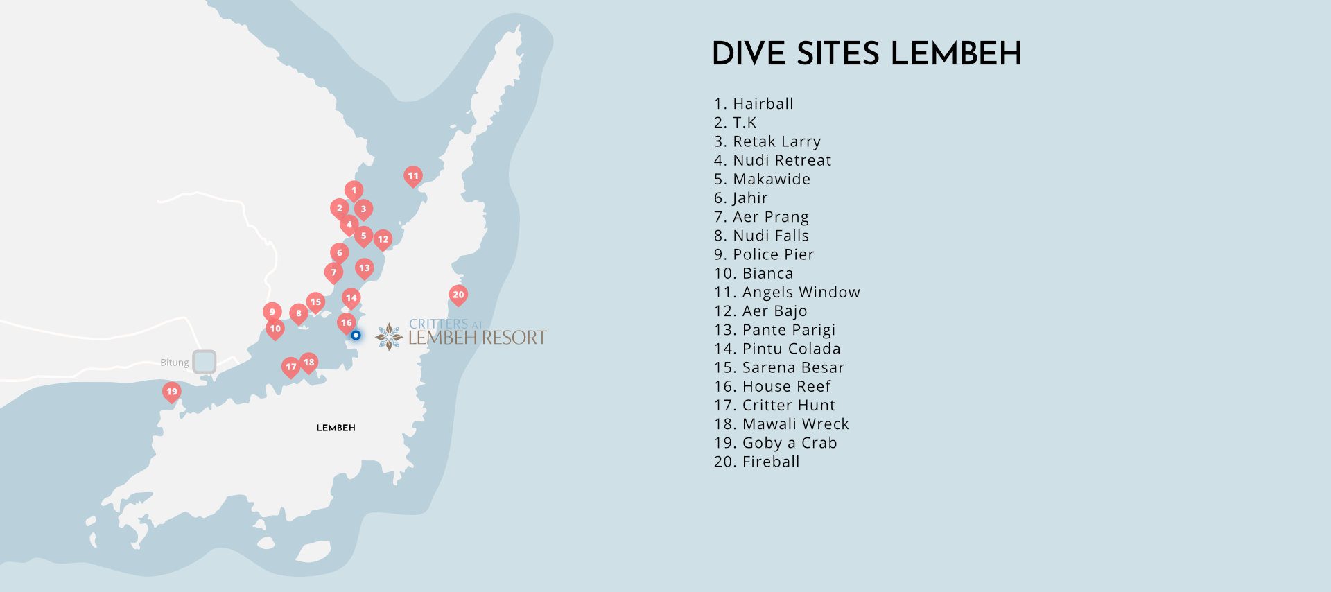 dive sites map Lembeh