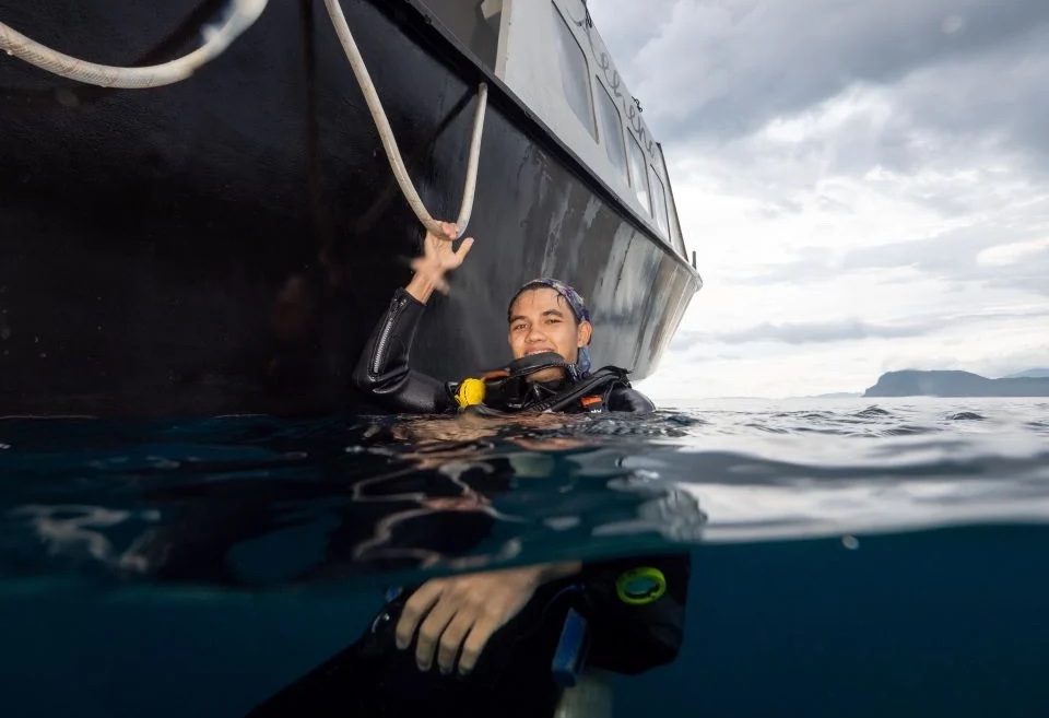 Lead citizen scientist, Andrew Charlton when diving around North Sulawesi