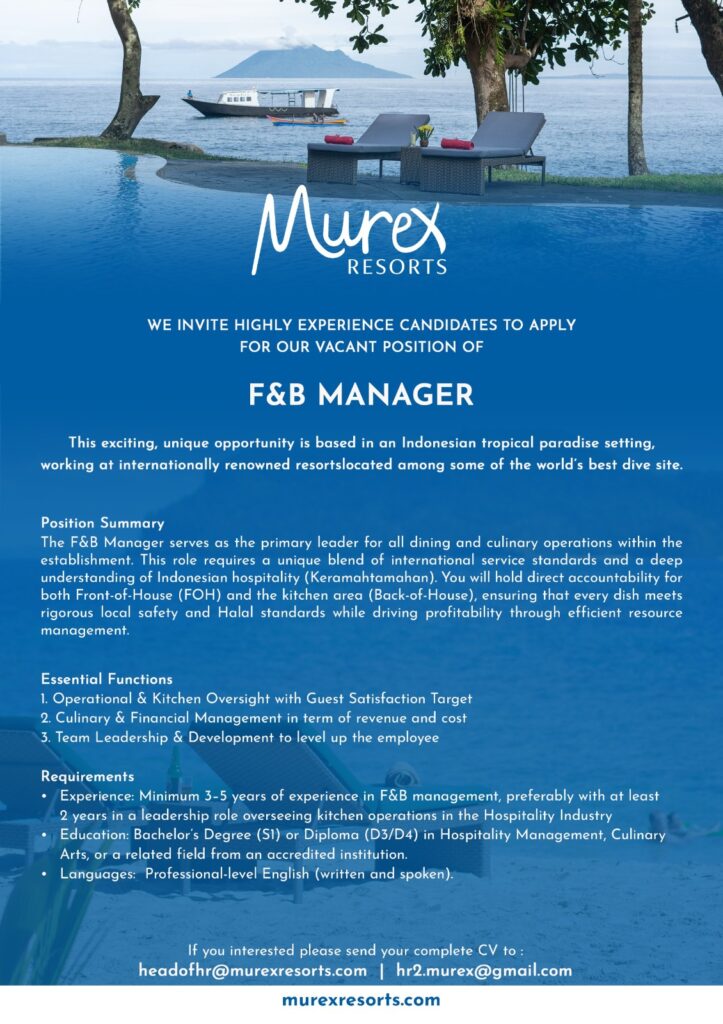 Job Ads - F&B Manager
